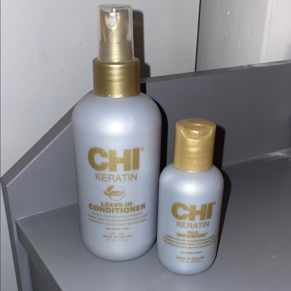 CHI Keratin Gold Leave-In Conditioner & Infusion Duo in White and Gold
